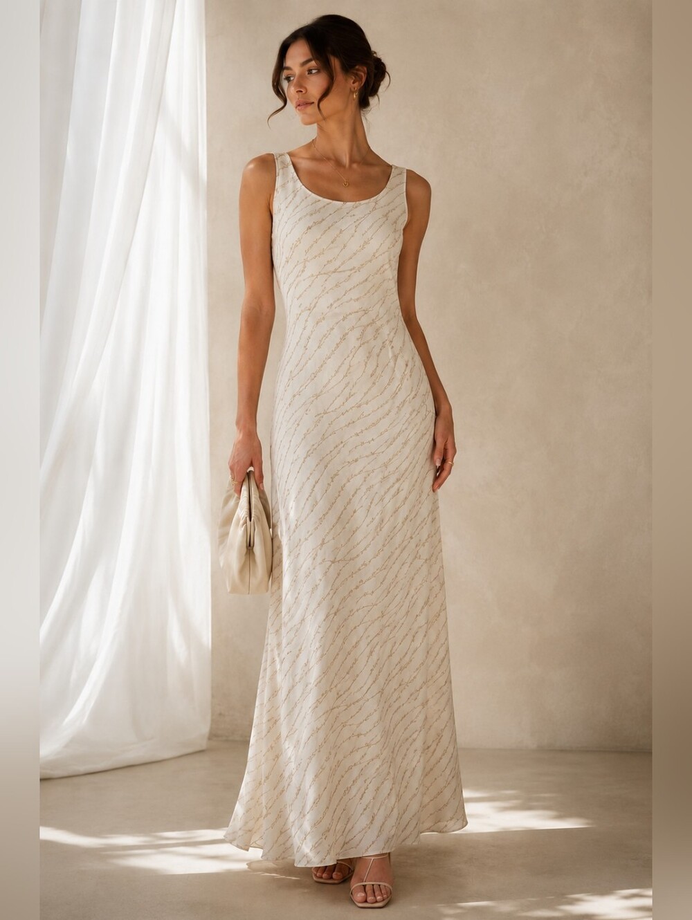 Vintage Ivory Maxi Dress, Minimalist Bridal Dress, Quiet Luxury Old Money Dress